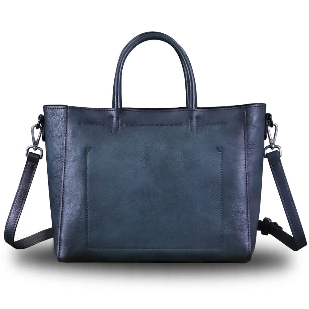 6259 Leather Top Handle Handbag Retro Satchel Vintage Cowhide Handmade